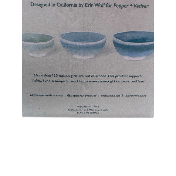Anthropologie Pepper + Vetiver "Oceania"  3 Nesting Bowls Salad Cereal Dessert - Picture 7 of 9